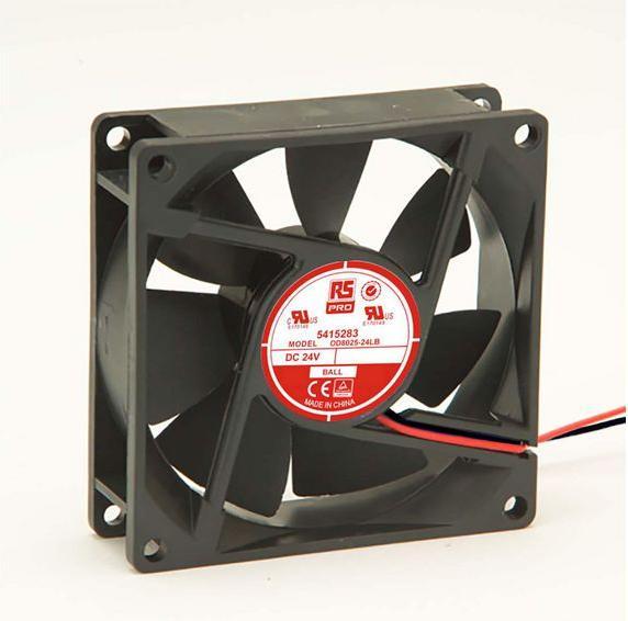 Actual product image Rs Pro B/bearing axial fan,80sqx25mm 24V low (80 mm)