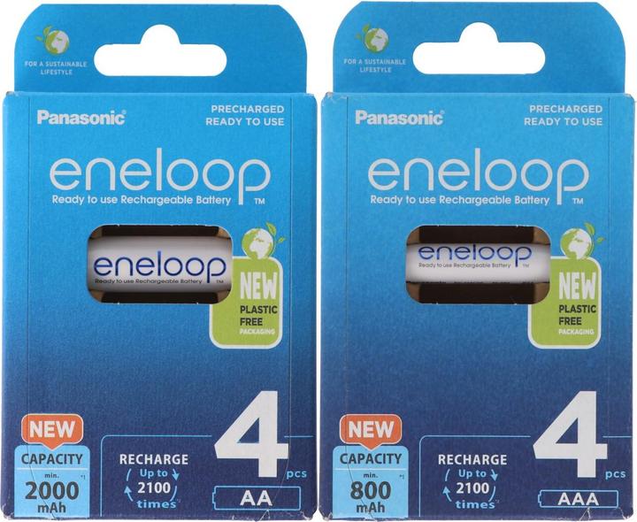 Panasonic Pack combiné d'accus Eneloop avec 4x accus AA et AAA et 2 boîtes d'accus AccuCell gratuites (4 pcs, AA, AAA)