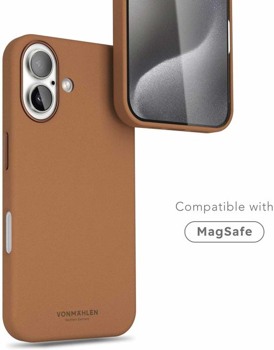 Actual product image Vonmählen Like Leather Case for iPhone 16 Brown (Apple iPhone 16)