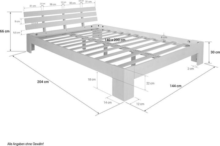 Produktbild Homestyle4u Doppelbett Holzbett Futonbett (140 x 200 cm)
