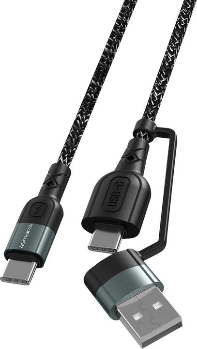 Image du produit 4smarts Câble de recharge USB USB-C -USB-A/C 1.5 m, monochrome, textile (1.50 m, USB 2.0, 60 W)