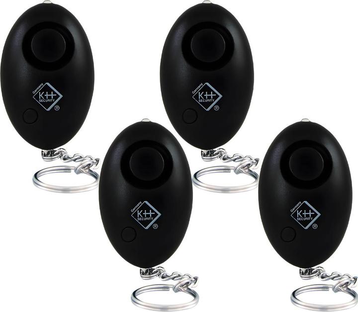 KH Security Set of 4Personal alarm incl. LED light, 120dB, black