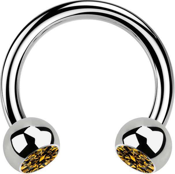 Actual product image Star Piercing Micro Circular Barbell silber mit zwei Kugeln Kristall topaz (Titanium G23)