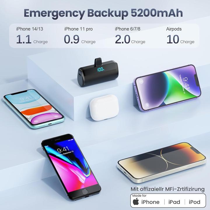 Produktbild Feob Mini Powerbank für iPhone (5200 mAh, 20 W)