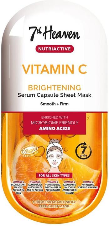 Produktbild 7th Heaven Vitamin C Nutriactive Brightening Sheet Mask Angereichert mit Aminosäuren zum Glätten und Straffen (10 ml)