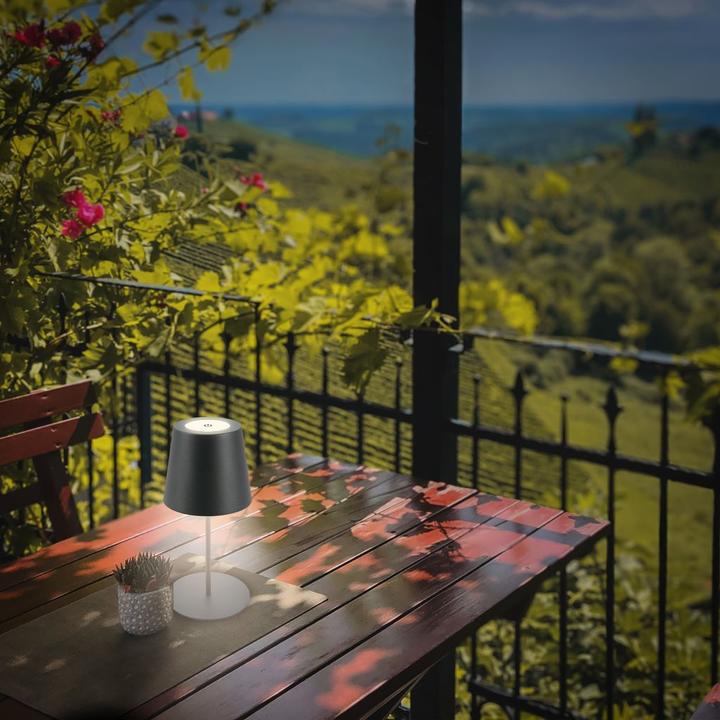 Image du produit B.K.Licht Lampe de table LED rechargeable, IP44, 2,5W, anthracite