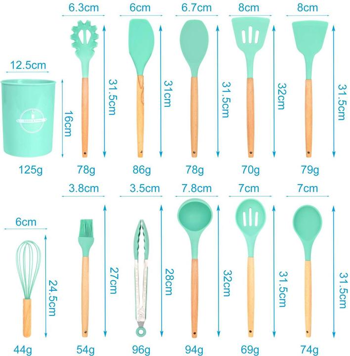 Actual product image Intirilife 12-piece kitchen utensil set with tongs whisk spatula