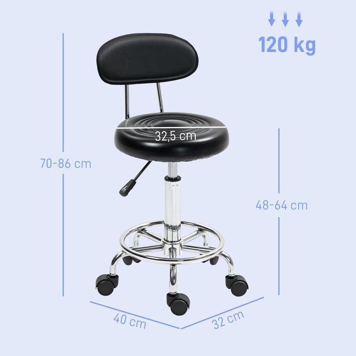 Actual product image Swisshandel24 Rollhocker höhenverstellbar Drehhocker Drehbar Salon Hocker mit Lehne, Rädern