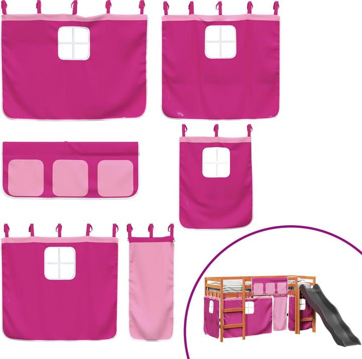 Image du produit VidaXL Lit superposé pour enfant avec rideaux Rose (90 x 190 cm)