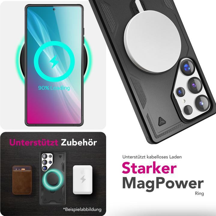 Immagine prodotto Nalia Stormguard - Stossfeste Armor Ring Hülle für MagSafe - Military Kickstand Hardcase (Samsung Galaxy S25 Ultra)