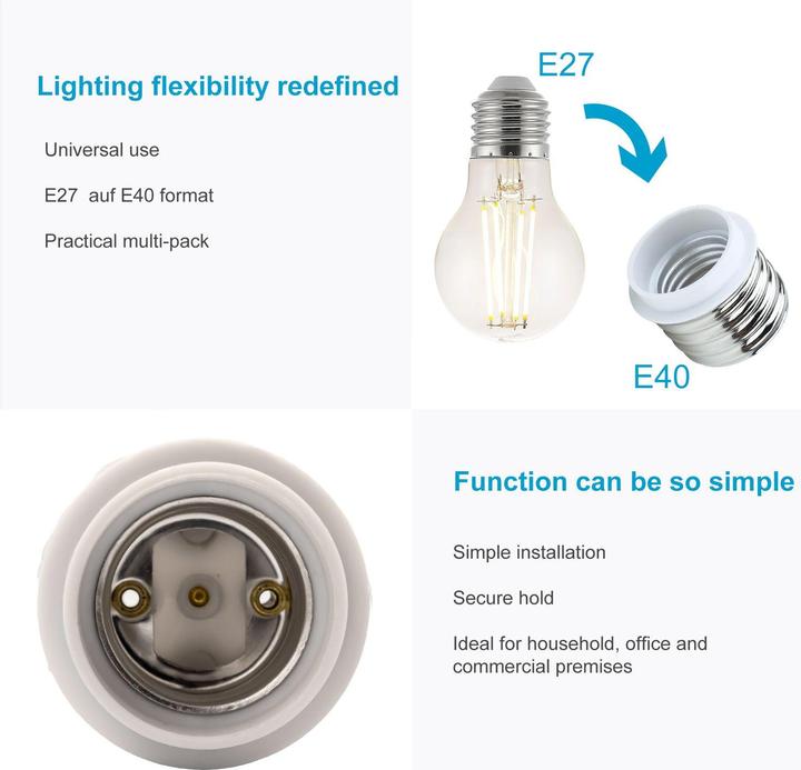Image du produit Intirilife Adaptateur de culot d'ampoule E27 vers E40