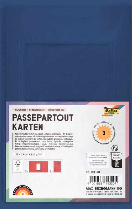 Produktbild Folia Passepartouts-Karten 220g/m2 eckig (220 g/m², 3 x)