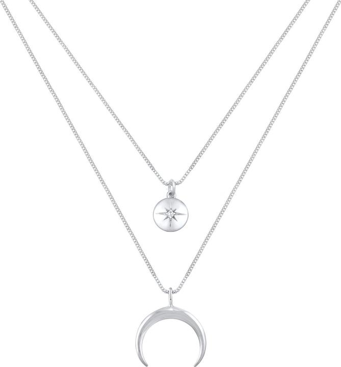 Immagine prodotto Elli Collana Strato Mezzaluna Stella Piastra Zirconia Argento 925 (Zirconia, Argento 925, 45 cm)