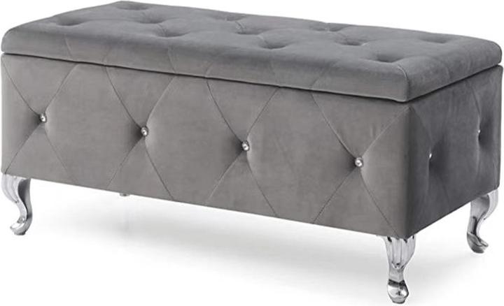 Produktbild HTI-Living Gepolsterte Sitzbank mit Truhe Grau (96 cm)