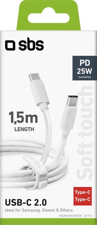 Produktbild SBS Lade- und Datenübertragungskabel USB-C Kollektion Polo (1.50 m, USB 2.0)