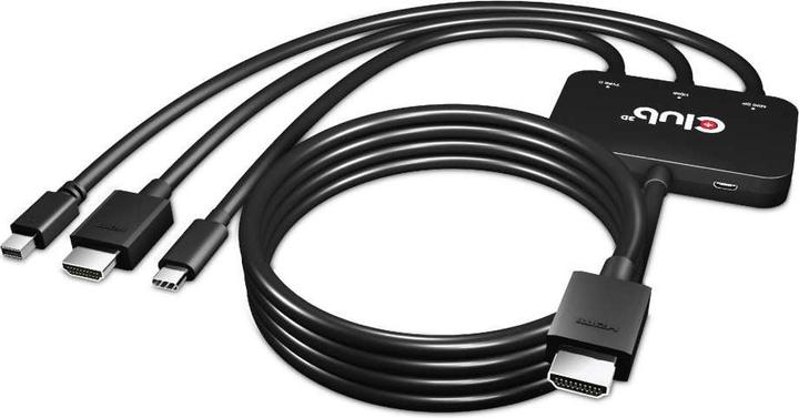Produktbild Club 3D Aktiver Adapter Multiport zu HDMI 4K60Hz (USB Typ-C, Mini DP, HDMI, 8 cm)