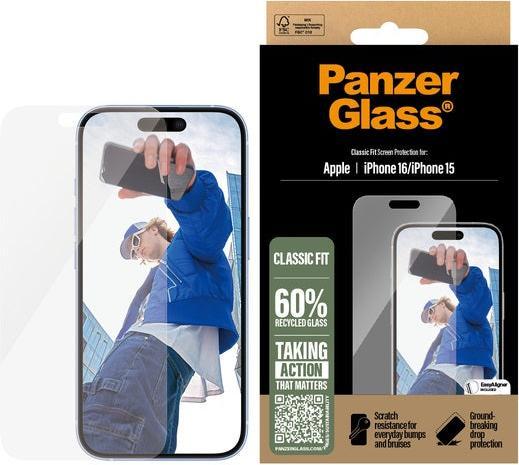 Immagine prodotto PanzerGlass Vestibilità classica (1 Pezzo/i, Apple iPhone 15, Apple iPhone 16)