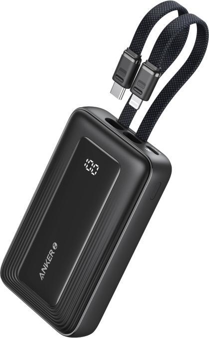 Anker - Power Bank (10K, 30W, Built-In USB-C Lightning Cable) B2C - UN Black (10000 mAh, 30 W, 30 Wh)