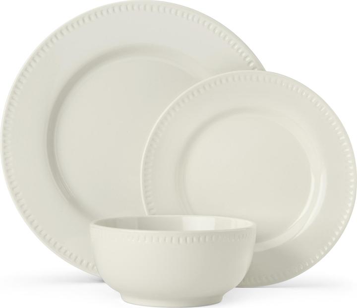 Mikasa Cranborne 12-Piece Stoneware Dinner Set, Cream (4 Stück)
