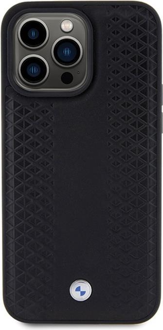 Actual product image BMW BMHCP15X22RFGK iPhone 15 Pro Max 6.7" czarny/black Leather Diamond Pattern (Apple iPhone 15 Pro Max)