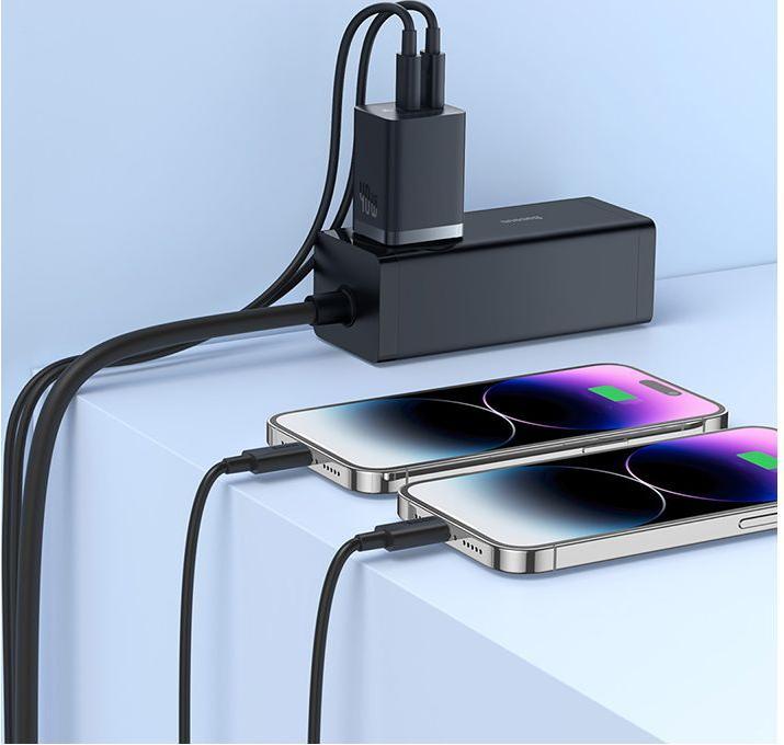 Actual product image Baseus Wall charger GaN5 40W, 2x USB C (Black) (40 W)
