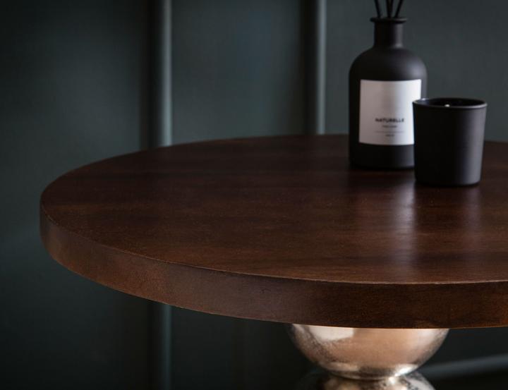 Produktbild FineBuy Beistelltisch Anstelltisch Massivholz Metall Ø 50 cm Wohnzimmertisch