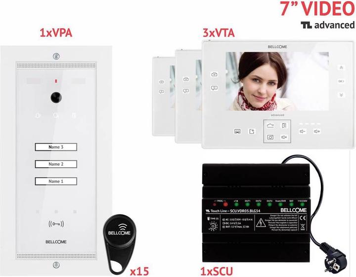 Produktbild Bellcome Video Türsprechanlage d 7" Kit 3 Familie (Kabelgebunden)