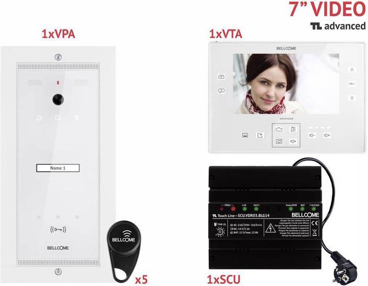 Actual product image Bellcome Video door phone d 7" kit 1 family (Cable)