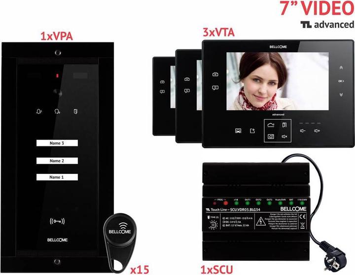 Actual product image Bellcome Video door phone d 7" kit 3 family (Cable)