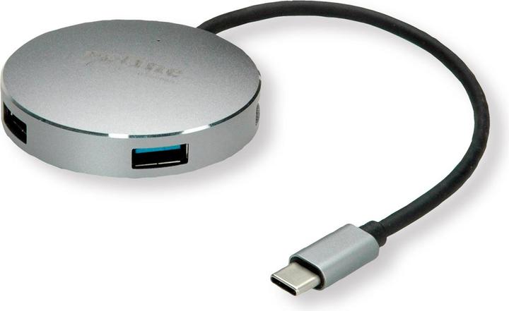 Actual product image Roline USB 3.0 Hub, 4x, Type C connection cable (USB-C, 4 Ports)