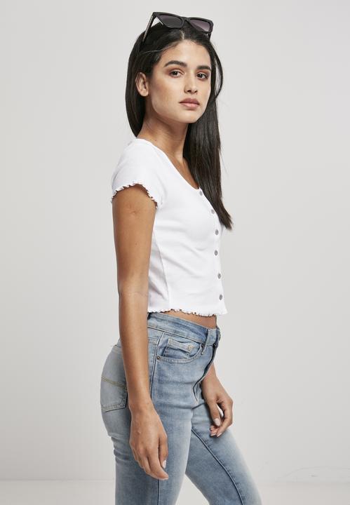 Actual product image Urban Classics Ladies Cropped Button Up Rib Tee (4XL)
