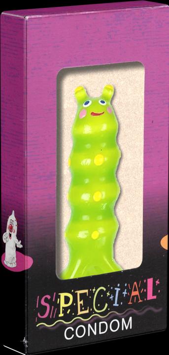 Actual product image Erco Scherzkondom Wurm XL – handbemaltes, witziges Motiv, Gag für Mottopartys und humorvolle Feiern (1 pcs.)