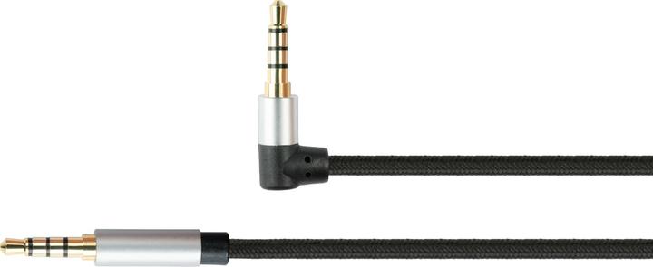 Image du produit Python Câble de connexion audio de haute qualité, prise jack 3,5mm à 4 pôles vers prise jack coudée, Texti (1 m)