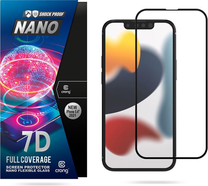 Produktbild Crong 7D Nano Flexible Glass - Niepękające szkło hybrydowe 9H na cały ekran iPhone 13 mini (1 Stück, Apple iPhone 13 mini)
