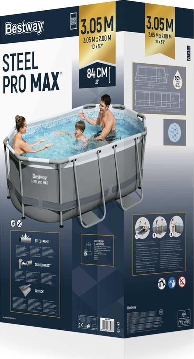 Actual product image Bestway Steel Pro MAX Above Ground Pool Set 3.05 m x 2.00 m x 84 cm (305 x 200 x 84 cm)