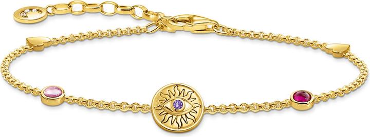 Immagine prodotto Thomas Sabo Bracciale con sole simbolico, pietre colorate e cuori placcati oro (19 cm, Argento 925)