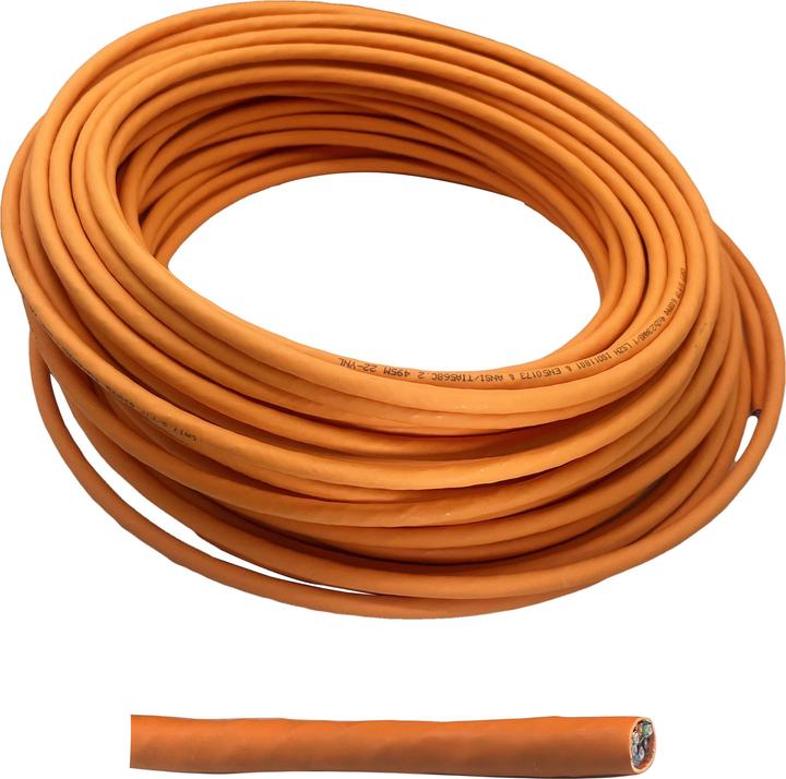 Actual product image Helos Installation cable High Quality,Cat.7 raw cable, S/FTP, PiMF, LSZH, orange, 100m ring -Cat.7 raw (S/FTP, CAT7, 100 m)