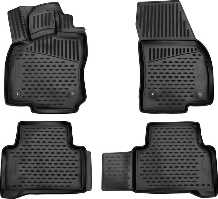 Walser XTR rubber floor mats compatible with VW Touran 2015 - Today floor mats (2 front mats + 2 rear mats)
