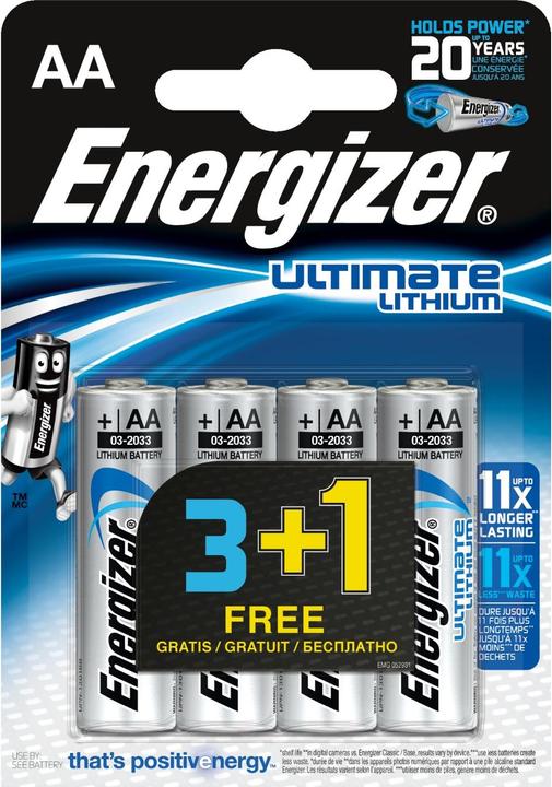 Image du produit Energizer Pile Mignon (AA) Lithium Ultimate FR6 (4 pcs, AA, 3000 mAh)