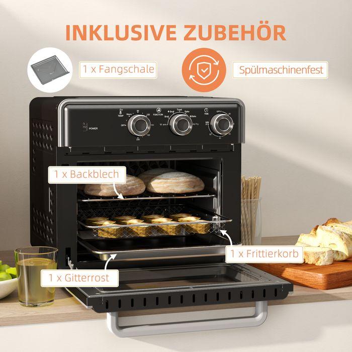 Actual product image Swisshandel24 Minibackofen mit Umluft 20L Mini Ofen mit Backblech, Grillrost und Krümelblech, bis 360°C