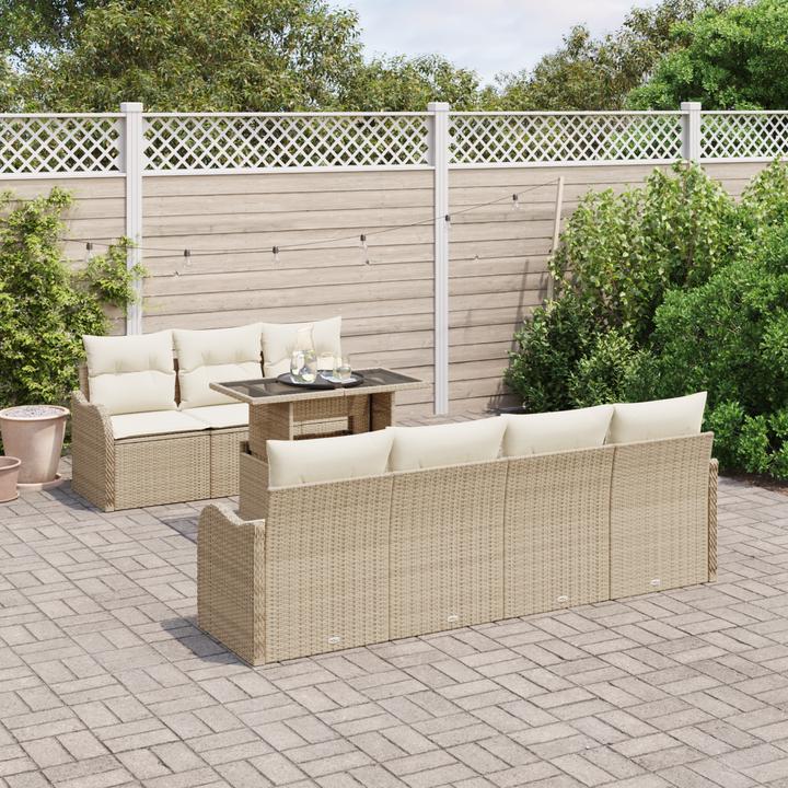 Produktbild VidaXL 8-teiliges Garten Sofa Set mit Kissen Beige Poly Rattan