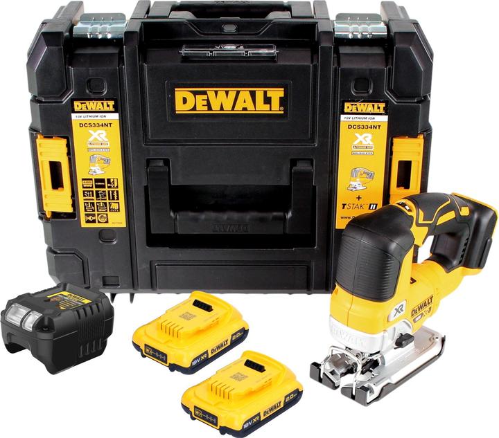 Produktbild DeWalt DCS 334 D2T Akku Pendelhub Stichsäge 18V Brushless + 2x Akku 2,0 Ah + Ladegerät + TSTAK