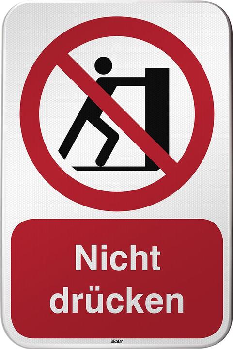 Actual product image Brady P/P017/EN221/RFLBD-400X600-1, ISO safety sign - Do not press, aluminium laminated with