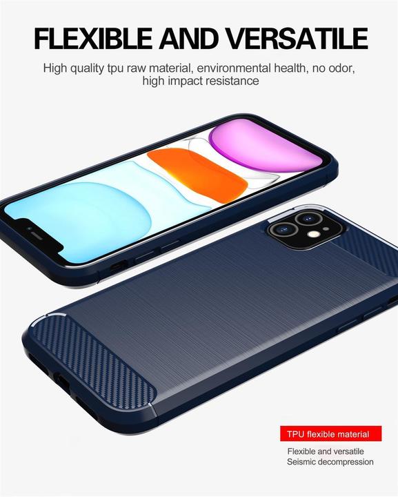 Produktbild Cadorabo TPU Ultra Slim carbon edelstahl Kombi Cover (Apple iPhone 11)
