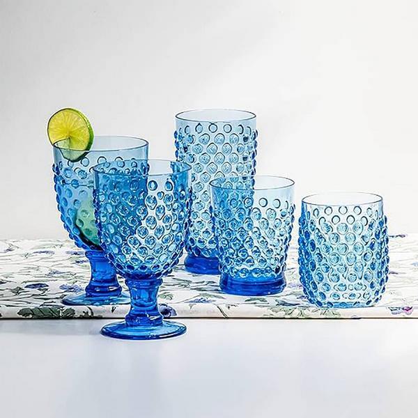 Immagine prodotto Tarhong Bicchiere HOBNAIL rotondo 443ml, blu trasparente, set da 4 (0.44 l, 4 x)