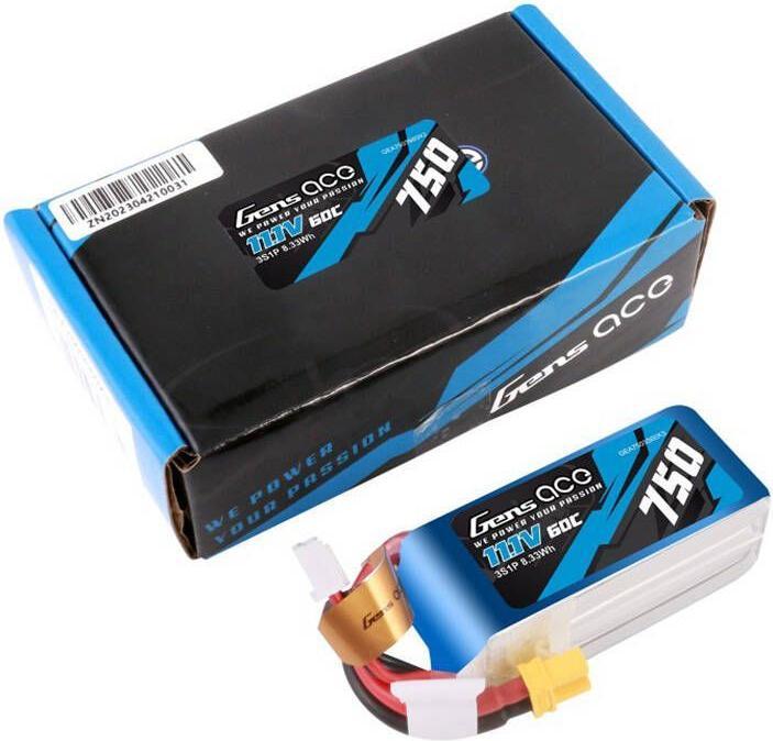 Image du produit Gens Ace 750MAH 11.1V 60C 3S1P LIPO BATTERY PACK WITH XT30 (11.10 V, 750 mAh)