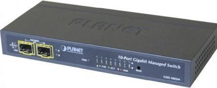 Produktbild Planet 8-Port GE + 2-Port SFP Managed Desktop Switch (8 Ports)