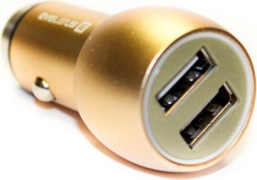Produktbild Evelatus Car Charger ECC01 GOLD 2USB port 3.1A with stainless steel escape tool