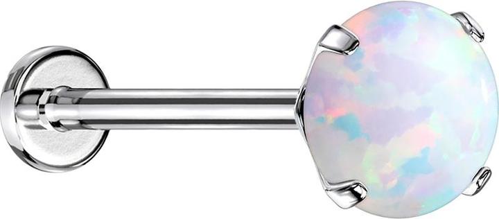 Image du produit Star Piercing Labret Micro Threadless argenté opalin serti de blanc (Acier chirurgical 316L)