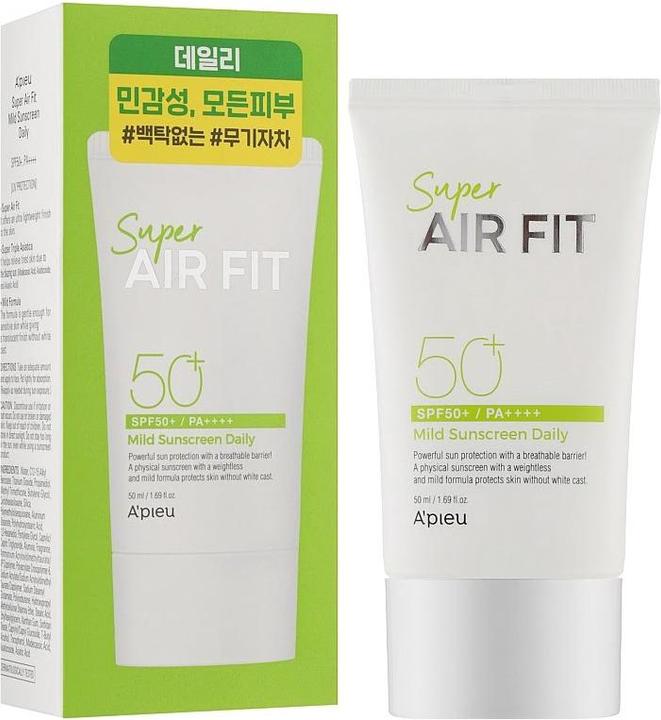 Actual product image A'Pieu Apieu Super Air Fit Mild Sunscreen Daily SPF50 PA 50ml (Sun cream face, SPF 50+, 50 ml)